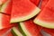A lot triangle slices of watermelon