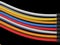 Lot of various colorful cables plugged in