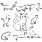 Lots of cats outline, Isolated in different poses