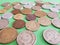 Lots of coin Pakistan currency one two and five Rupees coins