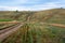 Lots of dirt roads in the steppe hills.