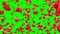 Lots of falling beautiful red rose petals isolated on green screen