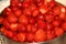 Lots of fresh strawberries. Peeled strawberry fruit