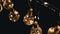 Lots Hanging Glowing Vintage Edison Light Bulbs on Black Background