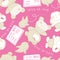 Lots of love bear and bird seamless pattern