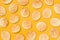 Lots of mini pita bread on yellow background