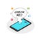 Lots of notifications smart phone with check me balloon text. phone cell addiction illustration concept. isometric vector design