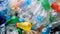 Lots of plastic garbage, bottles in the ocean. problem of utilizing the world\\\'s oceans