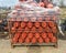 Lots of plastic pots designed for planting plants. Planting plants in the nursery. Modern agriculture.en with