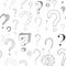 Lots of question marks on white board, seamless pattern