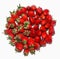 Lots of ripe, fresh, juicy, strawberries are laid in circle, on white background