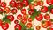 Lots of ripe tomatoes. Seamless vector background