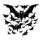 Lots of silhouettes flying bats. Good for tattoo. Editable vector monochrome image with high details isolated on white