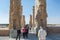 Lots tourists at the Ruins of the Gate of All Nations in the Persepolis in Shiraz, Iran. The ceremonial capital of the Achaemenid