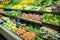 Lots of Vegetables in the Produce aisle at a Supermarket