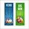 Lottery banners with realistic icons balls coins ticket