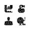 Lottery formats black glyph icons set on white space