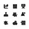 Lottery games types black glyph icons set on white space