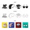 Lottery, hearing aid, tonometer, glasses.Old age set collection icons in black,flat,outline style vector symbol stock