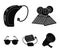 Lottery, hearing aid, tonometer, glasses.Old age set collection icons in black style vector symbol stock illustration