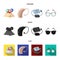 Lottery, hearing aid, tonometer, glasses.Old age set collection icons in cartoon,black,flat style vector symbol stock