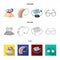 Lottery, hearing aid, tonometer, glasses.Old age set collection icons in cartoon,outline,flat style vector symbol stock