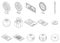 Lottery icons set vector outline