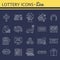 Lottery and profit fortune games black icon set isolated