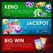 Lottery raffle, keno, bingo, jackpot big win lotto