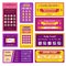 Lottery tickets lucky scratch bright glossy templates set