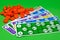 Lotto bingo tombala gambling game entertainment on green background