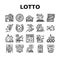 Lotto Gamble Game Collection Icons Set Vector