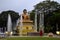 Lotus Buddha fountains with Buddhist monk