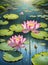 A lotus flower blooming from a calm, reflective pond, its petals unfolding