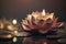 Lotus flower with candle light background, Buddha purnima Vesak day. Generative ai