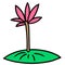 The lotus flower grows on the leaves, doodle icon image