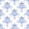 Lotus flower in mandala meditation style seamless pattern in Porcelain tone or light blue and white background