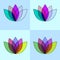 Lotus four color material and minimal icon logo set in blue and gently blue