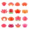 Lotus icons set, cartoon style