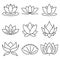 Lotus icons set, outline style