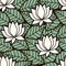 Lotus Oriental lilies on the leaves pattern