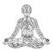 Lotus Pose with mudra hands, yoga position posture, hand drawn