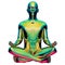 Lotus pose yoga man stylized figure golden green polished