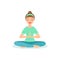 Lotus With Praying Hands Padmasana Yoga Pose Demonstrated By The Girl Cartoon Yogi With Ponytail In Blue Sportive