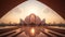 The lotus temple on a beautiful summer day with a beautiful sunset. Lotus shaped New Delhi\\\'s popular house of worship.