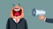 Loud Businessman Being Screamed at by His Boss Vector Cartoon Illustration