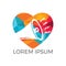 Loud media heart shape logotype icon.Speak up logo icon design.