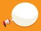 Loud megaphone message template with blank empty bubble speech announcement vector flat cartoon illustration in orange