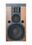 Loud speaker with black grills and solid wood finish isolated