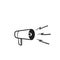 Loud Speaker Icon, Megaphone Icon Vector Illustration In hand drawn doodle Style Eps10